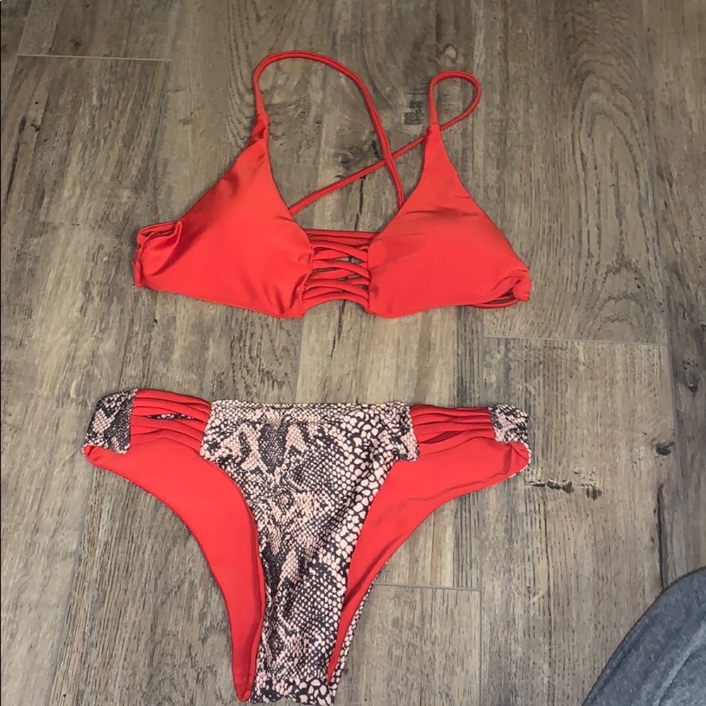 Red/Snakeskin Bikini Set - Picture 2 of 6